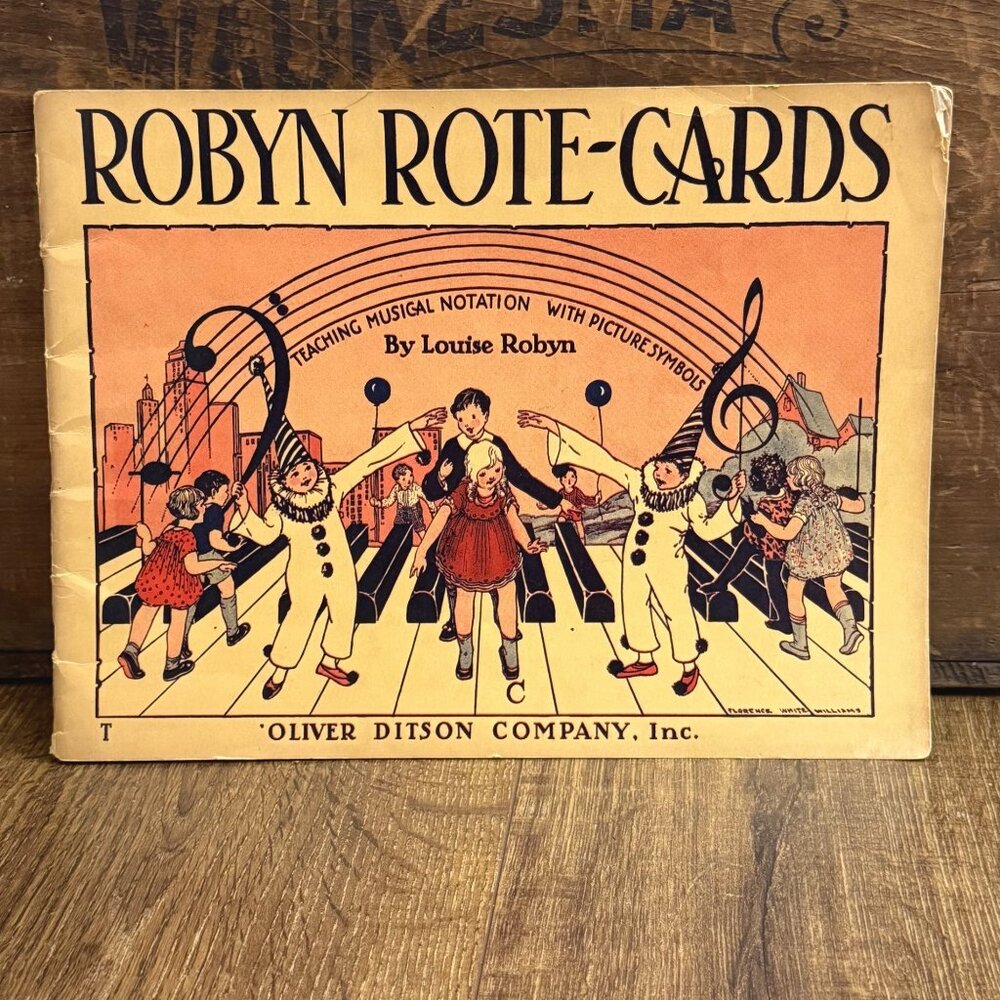 Children's Music Book Robyn Rote-Cards 1930s Illustrated Music Teaching Book